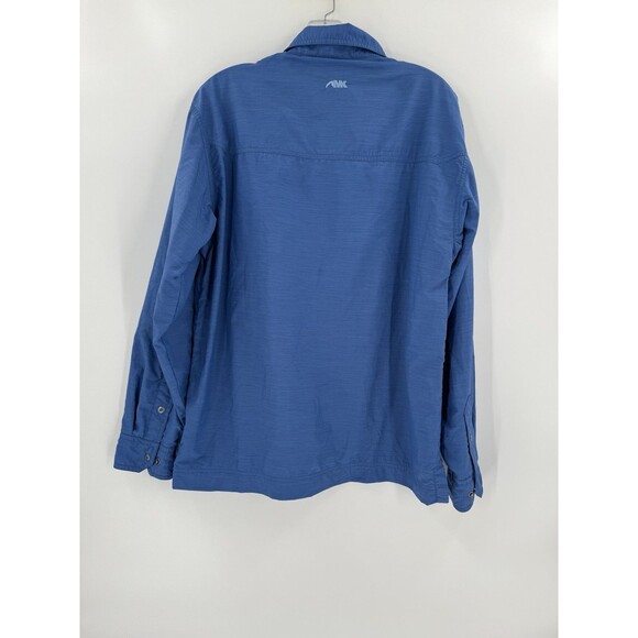 Mountain Khakis Shirt Men Blue MEDIUM Relaxed Nylon Shacket Snap Chores EUC - Picture 7 of 10